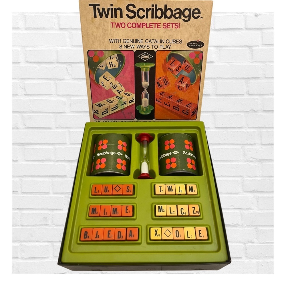 Vintage 1965 Twin Scribbage Word Game Kids and Adults Game Retro